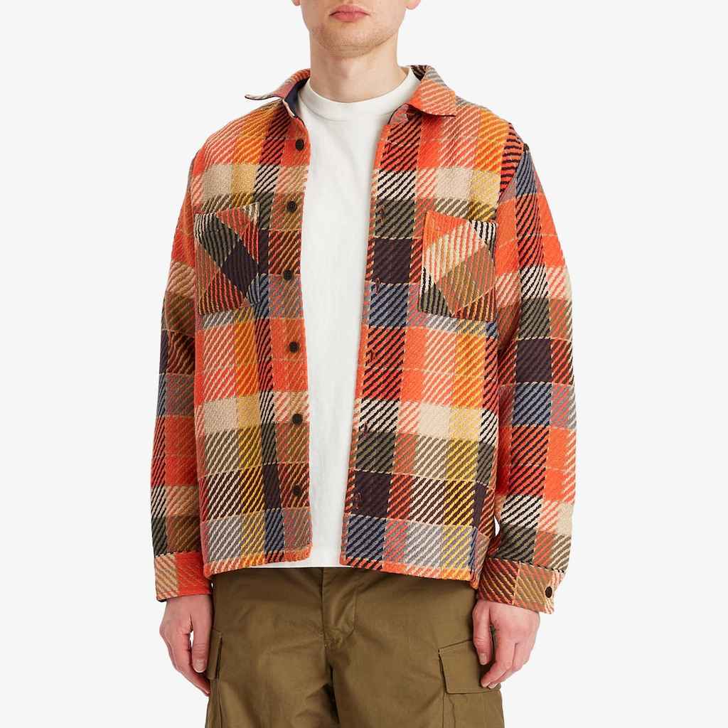 Wax London Men's Whiting Pike Check Overshirt Orange Multi